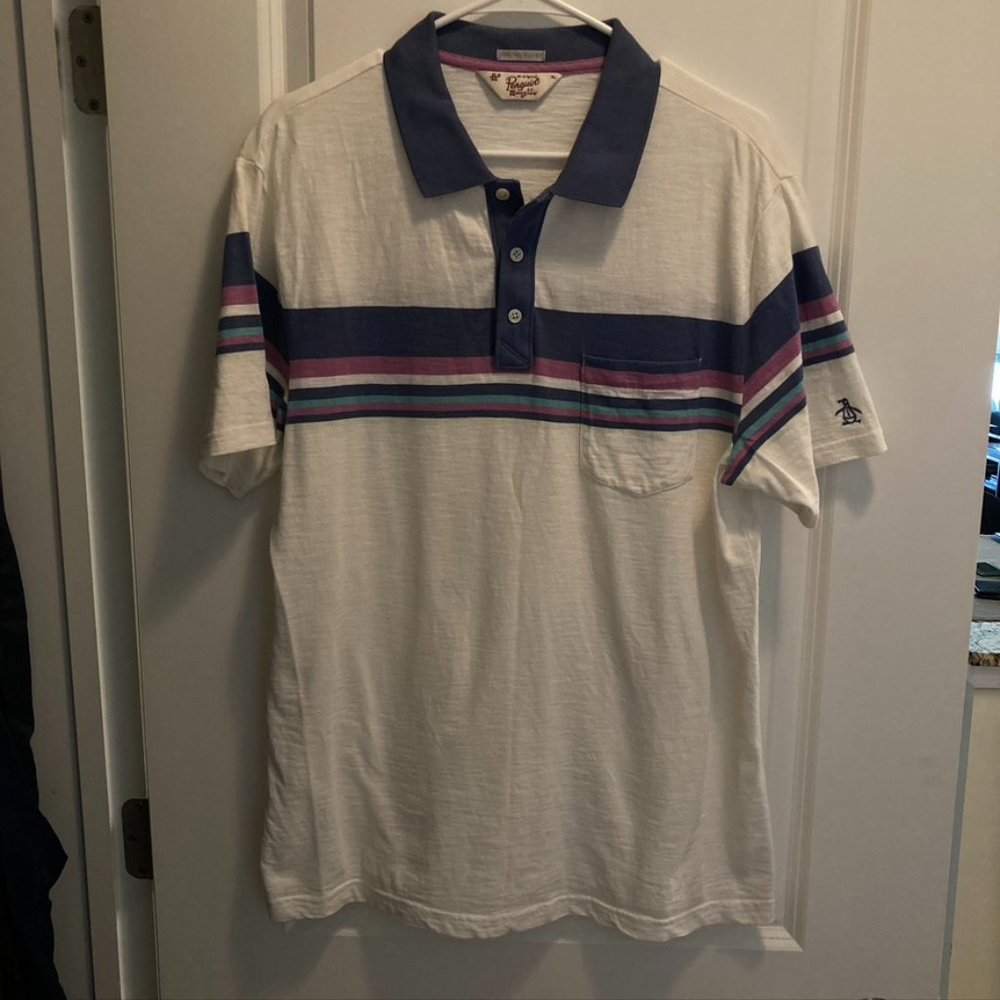 Penguin Heritage Slim Fit Short Sleeve Cotton Polo Shirt White - size XL